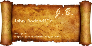 Jahn Bodomér névjegykártya